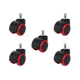 Set role pentru scaun de birou, plastic, 5 bucati, negru/rosu