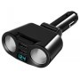 Adaptor, splitter 2x bricheta auto, Iluminare si afisaj LED, 12/24V, 120W, 2x USB, mama, 5V/4.8A