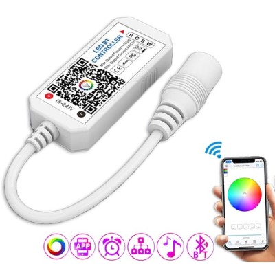 Controler RGB, (Bluetooth), pentru benzi cu LED-uri RGB+Alb, 5-24V/4A