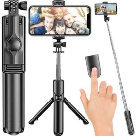 Selfie stick cu trepied, telecomanda, Bluetooth, rotire 360 grade, 21234