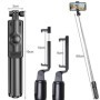 Selfie stick cu trepied, telecomanda, Bluetooth, rotire 360 grade, 21234