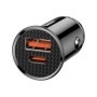 Incarcator de masina, circular, Baseus, USB A, Type-C, PD QC4.0, 5V/5A, 30W, negru - CCALL-YS01