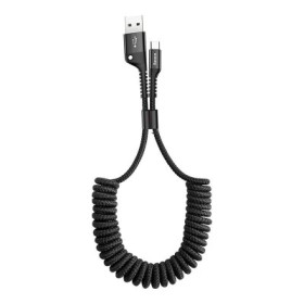 Cablu de date/incarcare cu arc spiralat, USB - Type-C, Baseus Spring, 2A, 1m, negru, CATSR-01