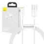 Cablu de date/incarcare, USB - iPhone Lightning, Baseus Superior Series, 66W, (Fast Charge), 1m, alb, CALYS-A02