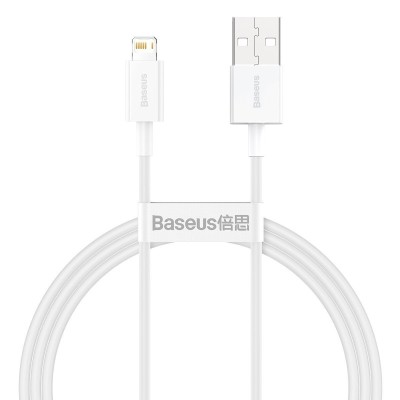 Cablu de date/incarcare, USB - iPhone Lightning, Baseus Superior Series, 66W, (Fast Charge), 1m, alb, CALYS-A02