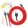 Cablu de date/incarcare, USB - iPhone Lightning, Baseus cafule, 2,4A, (Fast Charge), 1m - negru/rosu, CALKLF-B09