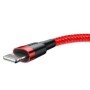 Cablu de date/incarcare, USB - iPhone Lightning, Baseus cafule, 2,4A, (Fast Charge), 1m - negru/rosu, CALKLF-B09