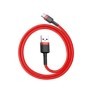 Cablu de date/incarcare, USB - Type-C, Baseus cafule, izolatie textil, (Fast Charge), 0,5m - negru/rosu, CATKLF-A09