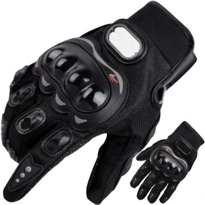 Manusi moto, marimea XL, material cauciucat, negru, prindere cu velcro