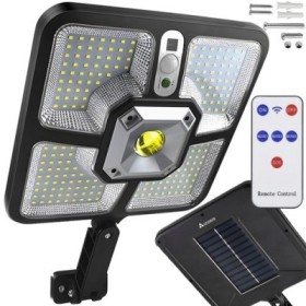 Reflector, lampa solara, 220 LED-uri SMD, 1 COB, senzor PIR, 3 moduri de lumina, telecomanda, acumulator - Izoxis 22736