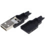 Mufa USB A 2.0, tata, pe cablu cu carcasa, 4 contacte, negru