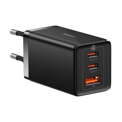 Incarcator retea Baseus, GaN5 Pro, 65W, 2x USB-C, 1x USB + cablu USB-C la USB-C, 1m, inclus - CCGP120201