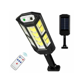 Reflector, lampa solara, 12 LED-uri COB, senzor de lumina si PIR, 3 moduri de lumina, telecomanda, acumulator