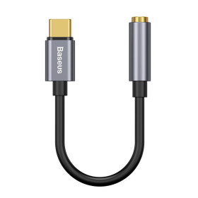 Cablu adaptor audio, Type-C, tata - jack 3,5mm, mama, negru + gri - Baseus L54