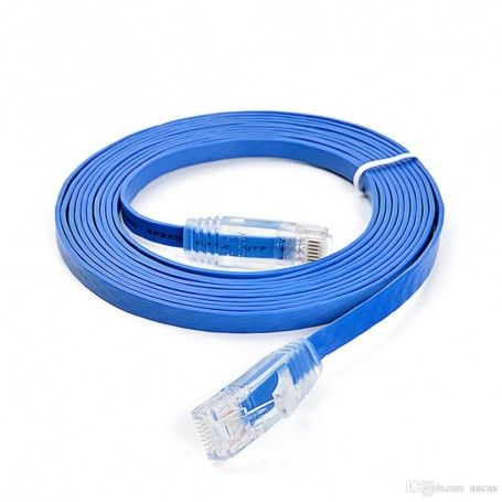 Cablu retea UTP plat, CAT 6 , albastru, mufat 2 x RJ45 - 2