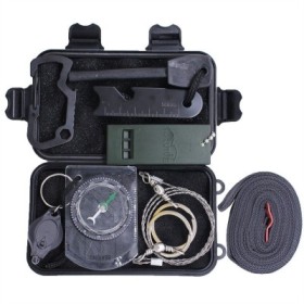 Kit supravietuire multifunctional, 8 in 1, pentru camping, vanatoare, pescuit