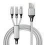 Cablu de date/incarcare, 3 in 1, USB - iPhone Lightning/Type-C/Micro USB maxim 2,4A - 1,2m - A27