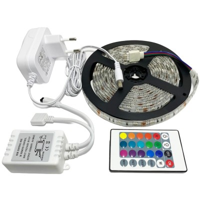 Banda luminoasa, flexibila, cu 300 LED-uri, SMD, rezistenta la umiditate, lumina RGB, 5ml - 405-205